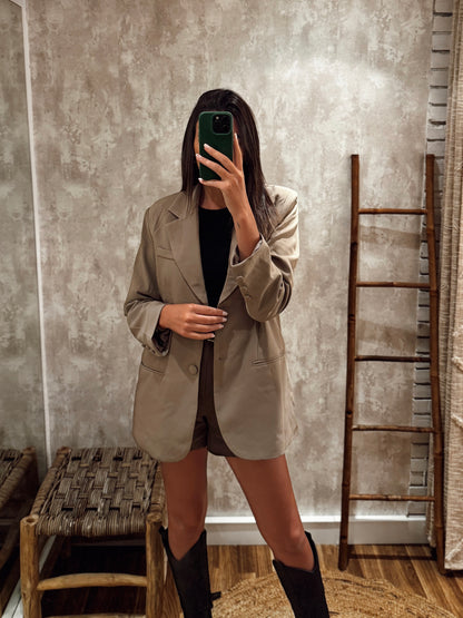 Blazer Oversized em Cor Caqui